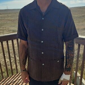 Vintage Casual Brown Button Down Shirt for Men